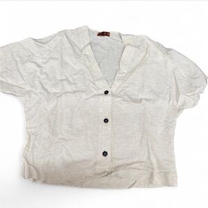 White Linen Button-Up Shirt